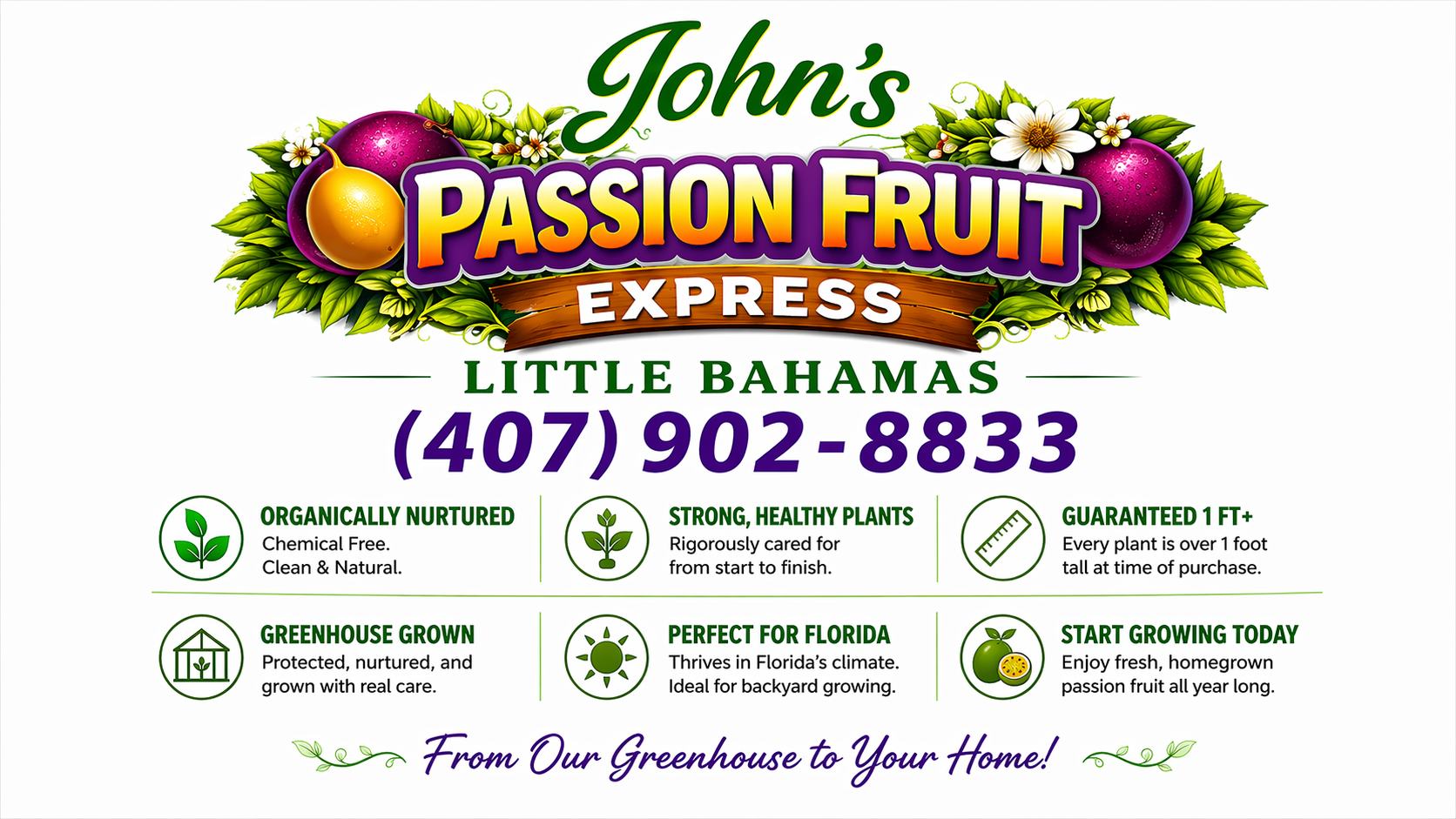 John’s Passion Fruit Express card with plant details